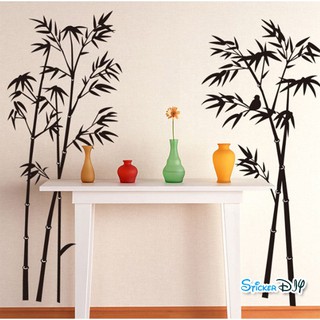 Transparent Wall sticker สติ๊กเกอร์ติดผนัง นกกอไผ่ สีดำ (กว้าง120cm.xสู110cm.)