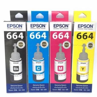 หมึกแท้ EPSON T664 BK, C, M, Y **ของแท้ศูนย์** บรรจุกล่อง