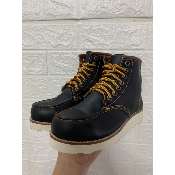 รองเท้าหนัง หุ้มข้อ ทรงวิง สีดำ (size37-47) วิงดำ มีแบบหัวใส่เหล็กด้วยน้า