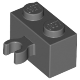 Lego part (ชิ้นส่วนเลโก้) No.30237b / 95820 / 42925 Brick, Modified 1 x 2 with Open O Clip Thick (Vertical Grip)