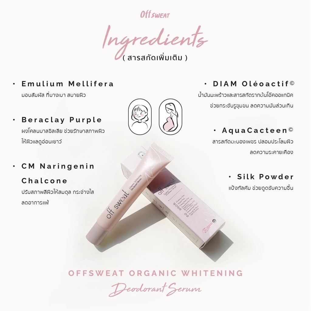 OFF SWEAT  Organic Whitening  ระงับกลิ่นกาย โรลออน ระงับ กลิ่นกาย   ผิวกระจ่างใส ราคา ถูกที่สุด ดีลบีเคเค แกลเลอรีภาพที่ 6