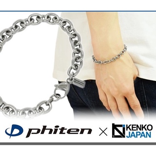 Phiten × Kenko สร้อยข้อมือไทเทเนียมญี่ปุ่นกว้าง 7.7 มม.