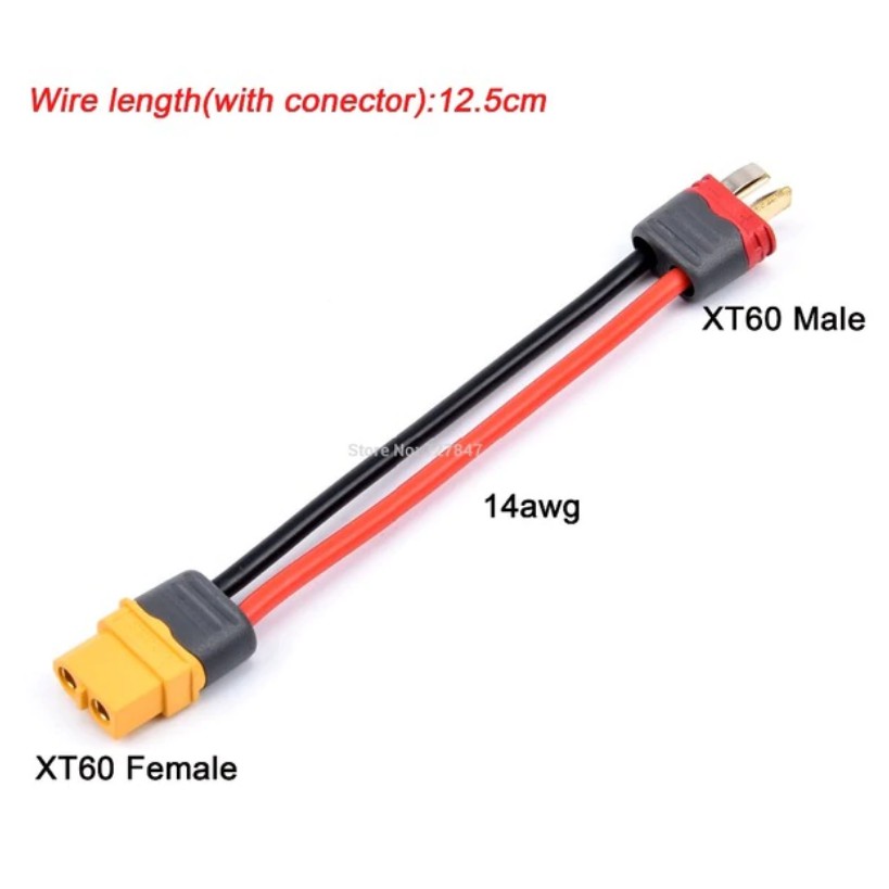 !!ของแท้สายขั้วต่อแบต Amass Cable XT60 (Female) Plug to T Dean (Male) Plug / XT30 Plug 14awg สำหรับโ