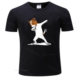 ขายดี!เสื้อยืดคอกลม พิมพ์ลาย Jack Russell Terrier สีดํา แฟชั่นสําหรับผู้ชายS-5XL