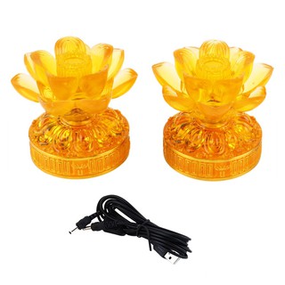 เทียน LED โคมดอกบัวคู่ LED CLAIRE DUAL POWER สีเหลือง หลอดไฟ โคมไฟ หลอดไฟ DUAL LED LOTUS SHAPED CANDLE CLAIRE DUAL POWER