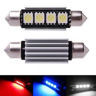 🔥1Pair 41mm 42mm 5050 4SMD LED Festoon ไฟข้อผิดพลาดไฟภายในรถฟรีโดมมหาดไทย