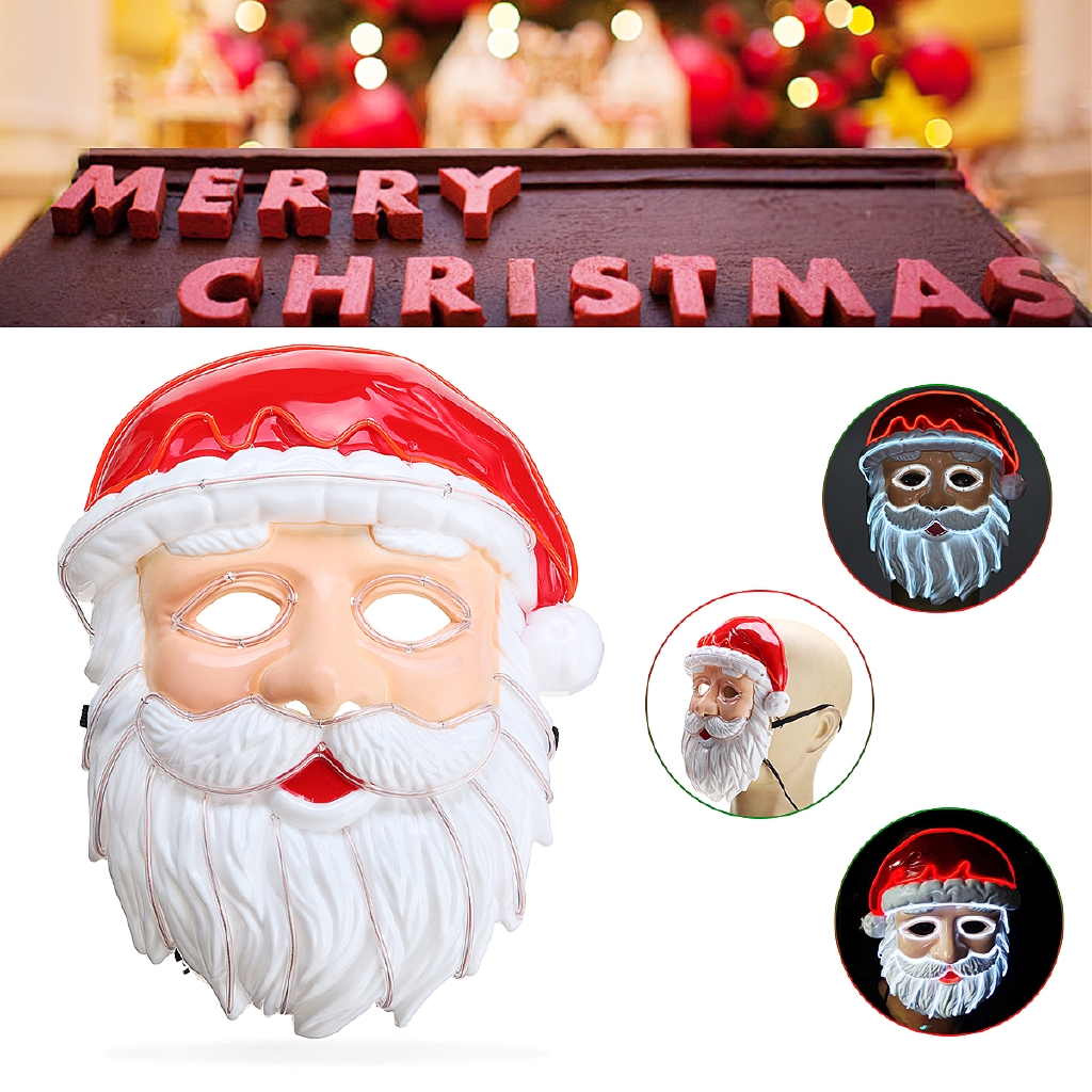 Glow Mask EL Wire LED Light Up Santa Claus Christmas Xmas Eye Mask