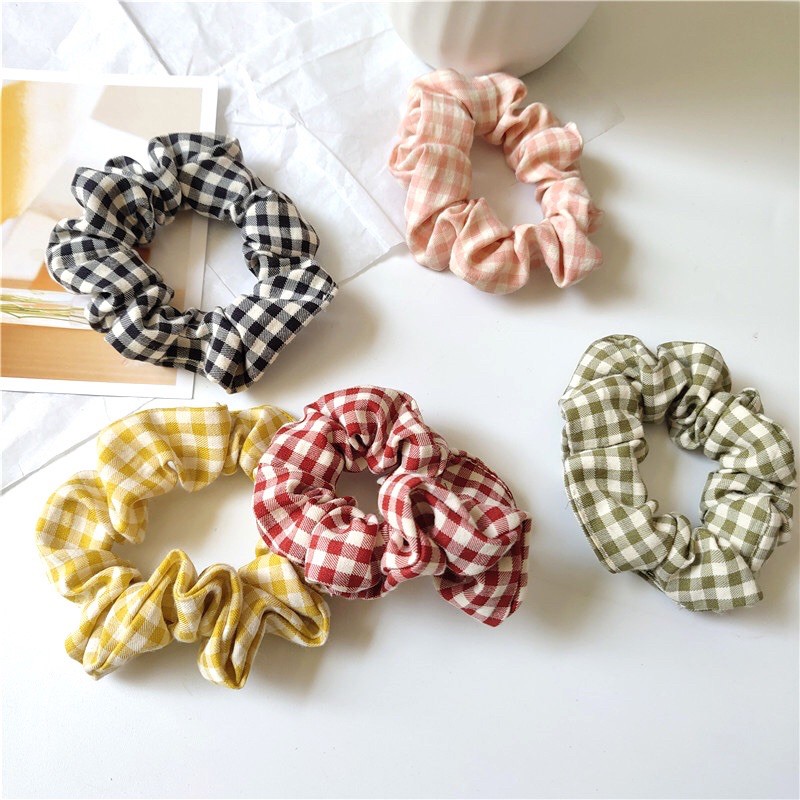 ยางรัดผมผ้าคอตตอนลายสก๊อต พร้อมส่ง - รูปที่ 2