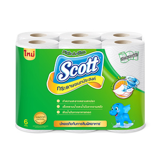 🔥สินค้าขายดี!! SCOTT กระดาษทิชชู่ รุ่น ทาวเวล พิค-อะ-ไซส์ (แพ็ค 6 ม้วน) สีขาว Facial Tissues