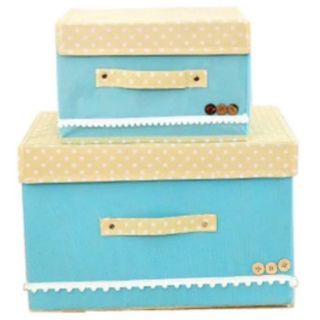Tmall กล่องผ้า กล่องเก็บอเนกประสงค์ 2ชิ้น (Blue)