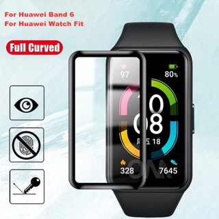 ฟิล์มกันรอยขอบโค้ง สําหรับ Huawei Band 6 &amp; Huawei Watch Fit Smart Wristband Screen Protector (ไม่ใช่กระจก)