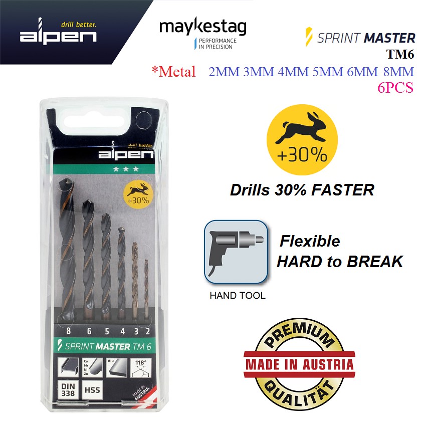 Alpen 6PCS(Metal) ชุดสว่าน HSS Sprint Master TM6