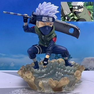 นินจาจอมคาถา Kakashi (Battle Vs Zabuza Ver.) Naruto GK Figure Kakashi Hatake Executioners Blade Sharingan รุ่นที่หก นินจาจอมคาถา Battle Version Thunder Copy Wheel Eye การ์ตูน PVC Figure การฟื้นฟูฉาก