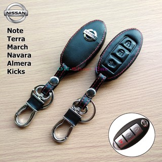 NISSAN นิสสัน รุ่น Almera / Note / Terra / March / Kicks ซองหนังแท้ใส่กุญแจรีโมทรถยนต์ เคสหนัง ปลอกหนังกุญแจ