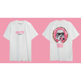 เสื้อยืดโอเวอร์ไซส์QWT55-2 SWEET WARS WHITE ขาวS-3XL