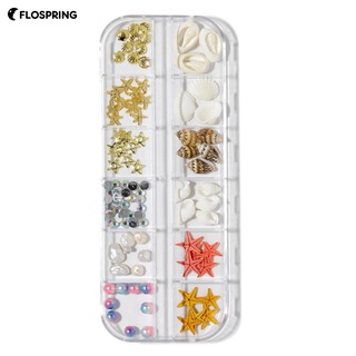 Flospring เครื่องประดับตกแต่งเล็บ รูปเปลือกหอยปลาดาว 3D