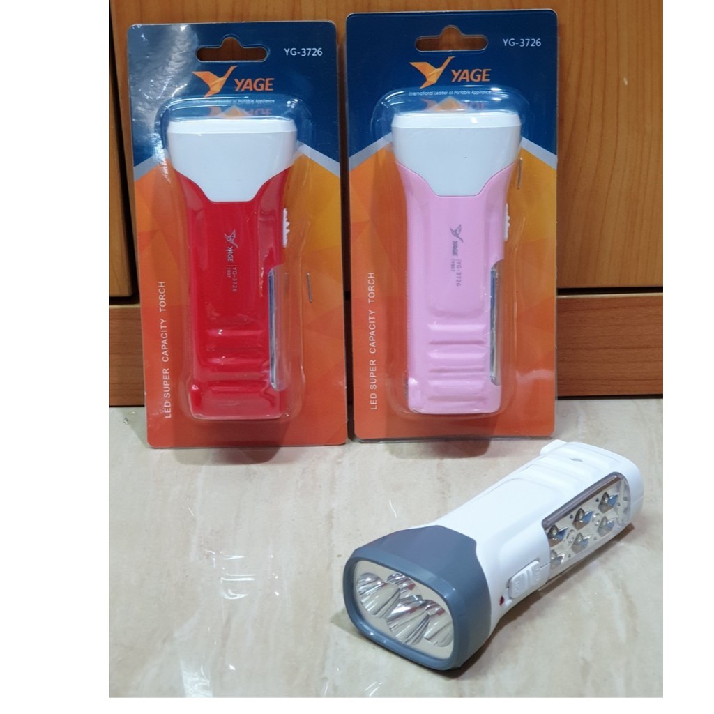 (+Promotion) ไฟฉาย YG-3726 LED 4+6 ดวง มีไฟฉายด้านข้าง คละสี 1ชุด ราคาถูก ไฟฉาย ไฟฉาย แรง สูง ไฟฉาย คาด หัว ไฟฉาย led