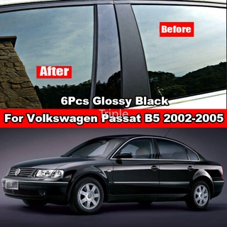 สติกเกอร์ติดเสาเสาประตู หน้าต่าง สีดํามันวาว สําหรับ Volkswagen VW Passat B5 2002-2005