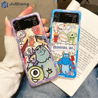 เคสโทรศัพท์มือถือ ลายมอนสเตอร์ Jusheng Blue Monster สีม่วง แฟชั่น สําหรับ Samsung Z Flip4 Z Flip3 Z Flip2 Z Flip1