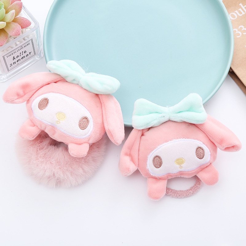 SANRIO ยางรัดผม ผ้ากํามะหยี่ขนนิ่ม ขนาดใหญ่ ลายการ์ตูนเมโลดี้ แฟชั่นฤดูใบไม้ร่วง และฤดูหนาว สไตล์เกาหลี - รูปที่ 3
