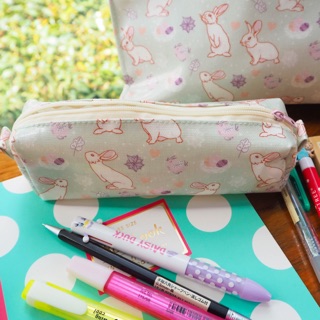 KEPT stationaries  case กระเป๋าดินสอผ้าเคลือบกันน้ำ  ลาย Pastel Rabbit