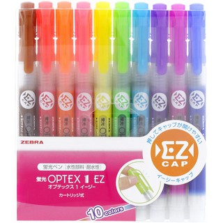 ปากกาเน้นข้อความ ZEBRA OPTEX-EZ แบบเซต 10 สี WKS11-10C