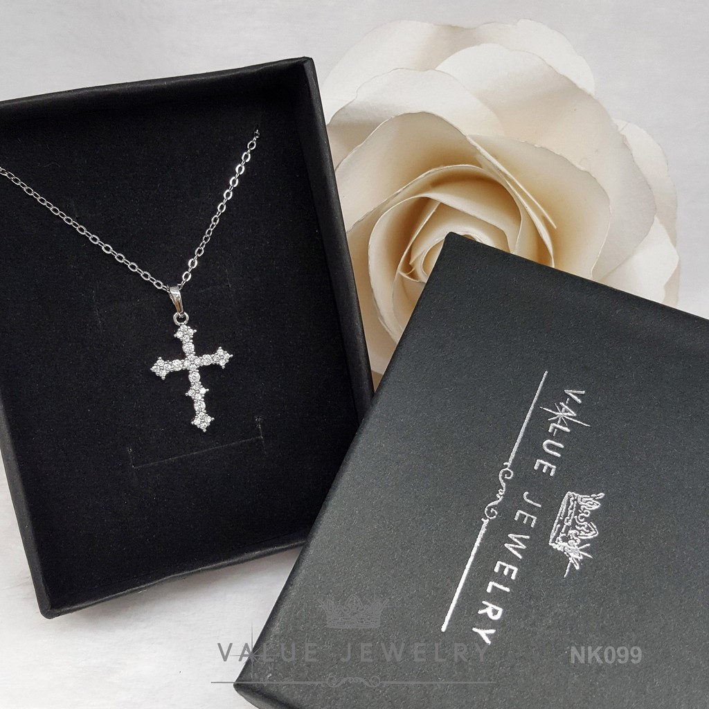 สร้อยคอพร้อมจี้ ฝังคริสตัลแท้ ลาย ไม้กางเขน Cross รูปที่ 5