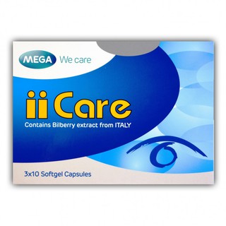 Mega We Care ii Care เมก้า ไอไอแคร์ บำรุงสายตาด้วยสารสกัดบิลเบอร์รี่ 1 กล่อง 30 แคปซูล