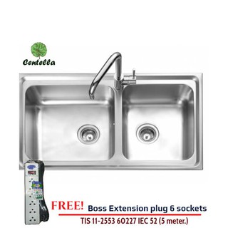 MEX อ่างล้างจานสเตนเลส DLS86B สแตนเลส Free Boss Extension plug 6 sockets TIS 11-2553