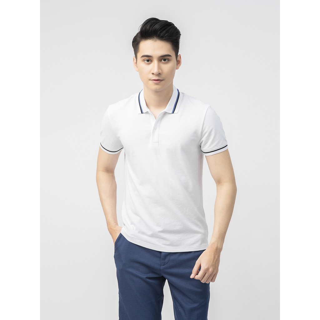เสื้อยืดคอปกแขนสั้นผู้ชาย ARISTINO เสื้อยืดคอปกทรงเข้ารูปสีขาว Aps037S1