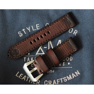 สายนาฬิกาแนว vintage หนังแท้น้ำตาล ขนาด 18 มม.,20 มม., 22มม., 24มม,watch strap สายนาฬิกา พร้อมบัคเคิล