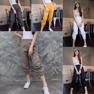 BA012 TARA pants กางเกงขา 5 ส่วน ขาจั๊ม ทรงสปอร์ต สไตล์ญี่ปุ่น เนื้อผ้าคอตตอนผสม ผ้าดี ใส่สบาย ไม่ร้อน