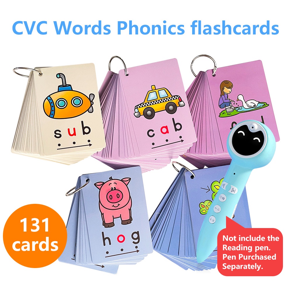 131 Cards Phonics CVC Words Flashcards Sight Word Flash
