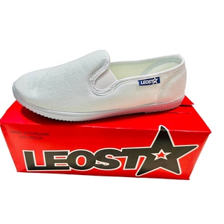 Leo Slip on รองเท้าผ้าใบลีโอ ทรงสลิปออน กังฟู รุ่น 109 ไม่ต้องผูกเชือก (37-44) สีขาว สีดำ