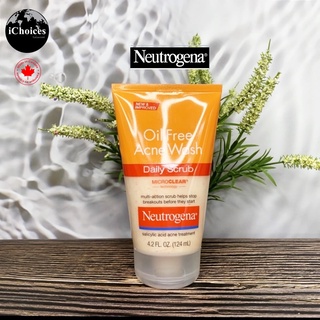 [Neutrogena] Oil-Free Acne Wash Daily Scrub Microclear 124 ml นูโทรจีนา สครับหน้า ลดสิว ผลัดเซลล์ผิวอย่างล้ำลึก