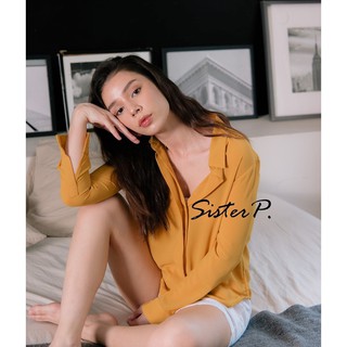 ซิสเตอร์พี เสื้อเชิ้ตผ้าชีฟอง เสื้อเชิ้ตแฟชั่น สีเหลืองมัสตาร์ด (Yellow mustard)