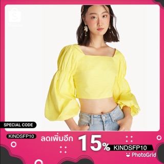 ส่งต่อ มือ2 เสื้อแขนพองโบว์ผูกด้านหลังสีเหลือง ของ pomelo size XS ราคา 690 บาท