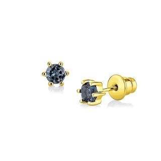 Mizuchol ต่างหูเงินแท้ ประดับพลอย London blue Topaz แท้ London Night Earrings (Gold)