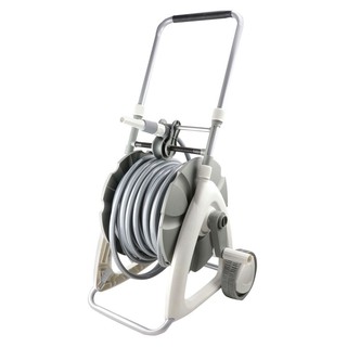 Watering hose HOSE REEL WITH WHEEL SPRING R-WH-40 1/2"X40M GRAY Watering equipment Garden decoration accessories สายยางร