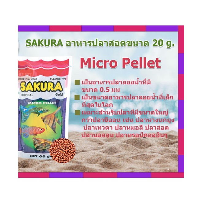 อาหารปลา อาหารปลาซากุระ  Sakura Micro Pellet 60 g. (อาหารสำหรับปลาขนาดเล็ก เม็ดลอยน้ำ) ราคา ถูกที่สุด ดีลบีเคเค แกลเลอรีภาพที่ 4