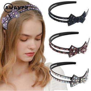 ที่คาดศีรษะแฟชั่นประดับโบว์ Rhinestone Hairband