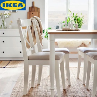 IKEA INGOLF อิงกอล์ฟ เก้าอี้, เก้าอี้กินข้าว สีขาว ผ้าหุ้มผ่านการทดสอบคุณภาพและความคงทนต่อการขัดถู