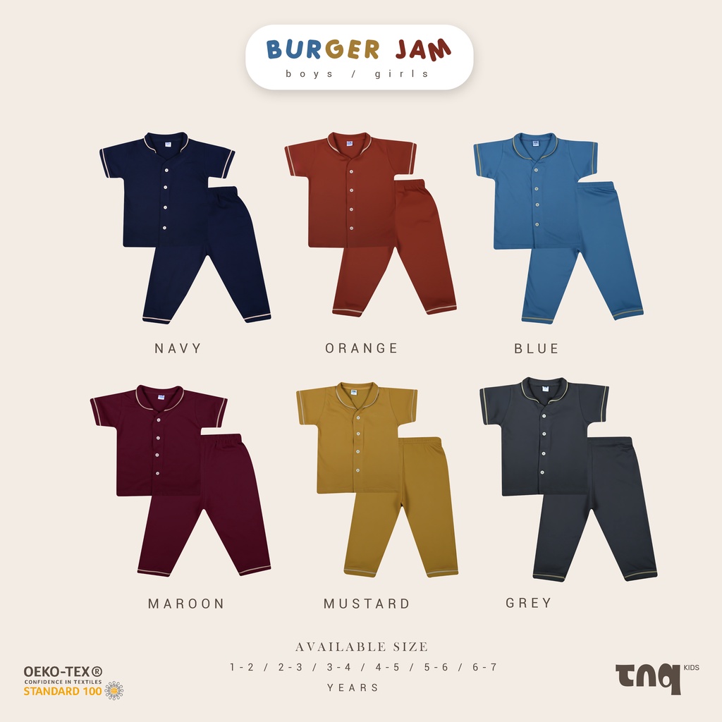 Tnq Kids Burger Jam - อายุ 1-7 ปีชุดนอนชุดนอนเด็ก