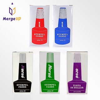 หมึกเติมแท่นประทับตรา ตราม้า Horse 28 cc. สีแดง สีน้ำเงิน สีดำ สีม่วง สีเขียว หมึกเติมแท่น