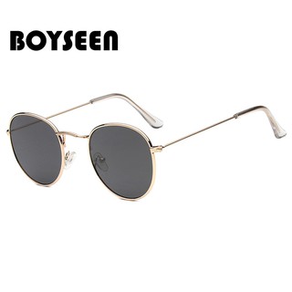 Boyseen เทรนด์ใหม่แว่นกันแดดแว่นกันแดดทรงกลมกรอบสีสันสะท้อนแสง 3447X