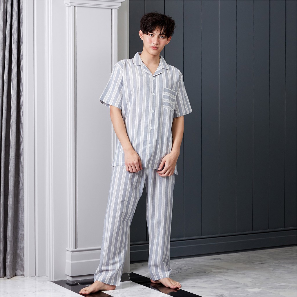 ชุดนอน in.house unisex แขนสั้นขายาว แบบลาย ผ้าลินิน