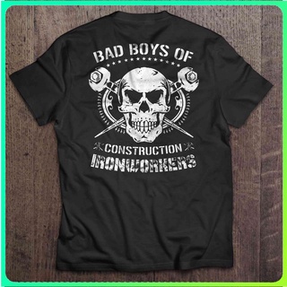 เสื้อยืด พิมพ์ลาย Bad Boys Of Construction Ironworkers แฟชั่นสําหรับผู้ชาย และผู้หญิงสามารถปรับแต่งได้