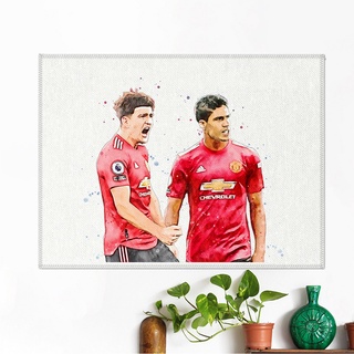 โปสเตอร์ ผ้าแคนวาส Harry Maguire + Raphael Varane Manchester United นักฟุตบอล แมนยู แมนเชสเตอร์ยูไนเต็ด