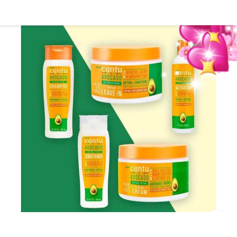 Cantu Avocado Hydrating Shampoo, Conditioner, Curl activator, Leave In. All Range