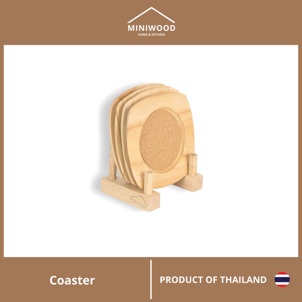 MINIWOOD จานรองแก้ว Wooden Coaster ผลิตจากไม้สน